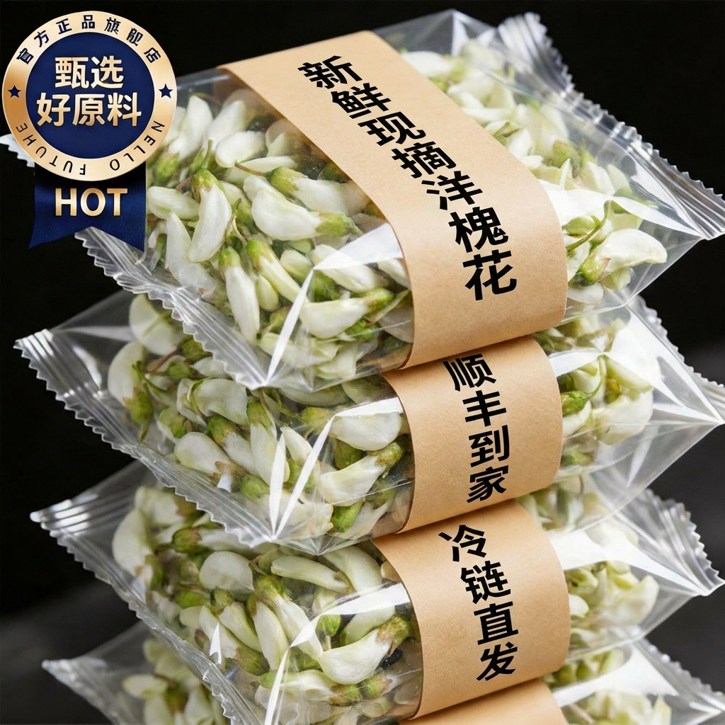 【顺丰上门】2026野生新鲜现摘洋槐花槐树花冷链发货河南当季野菜