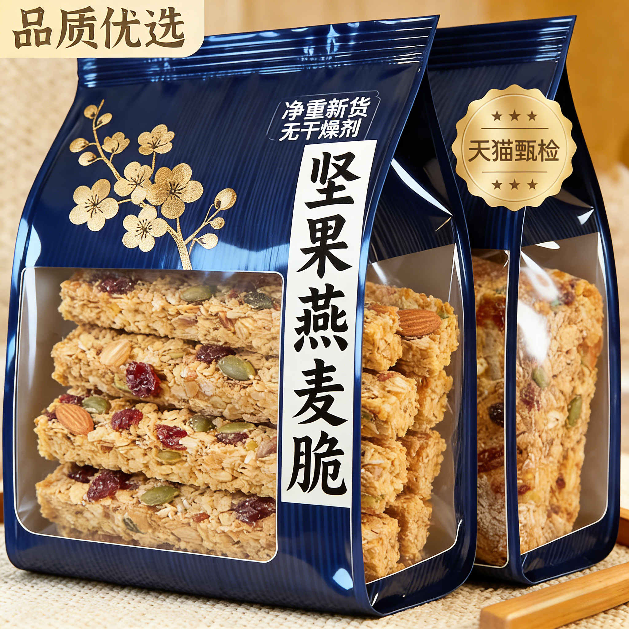 坚果无糖燕麦棒代餐蛋白棒官方旗舰店压缩饼干坚果燕麦脆减脂代餐