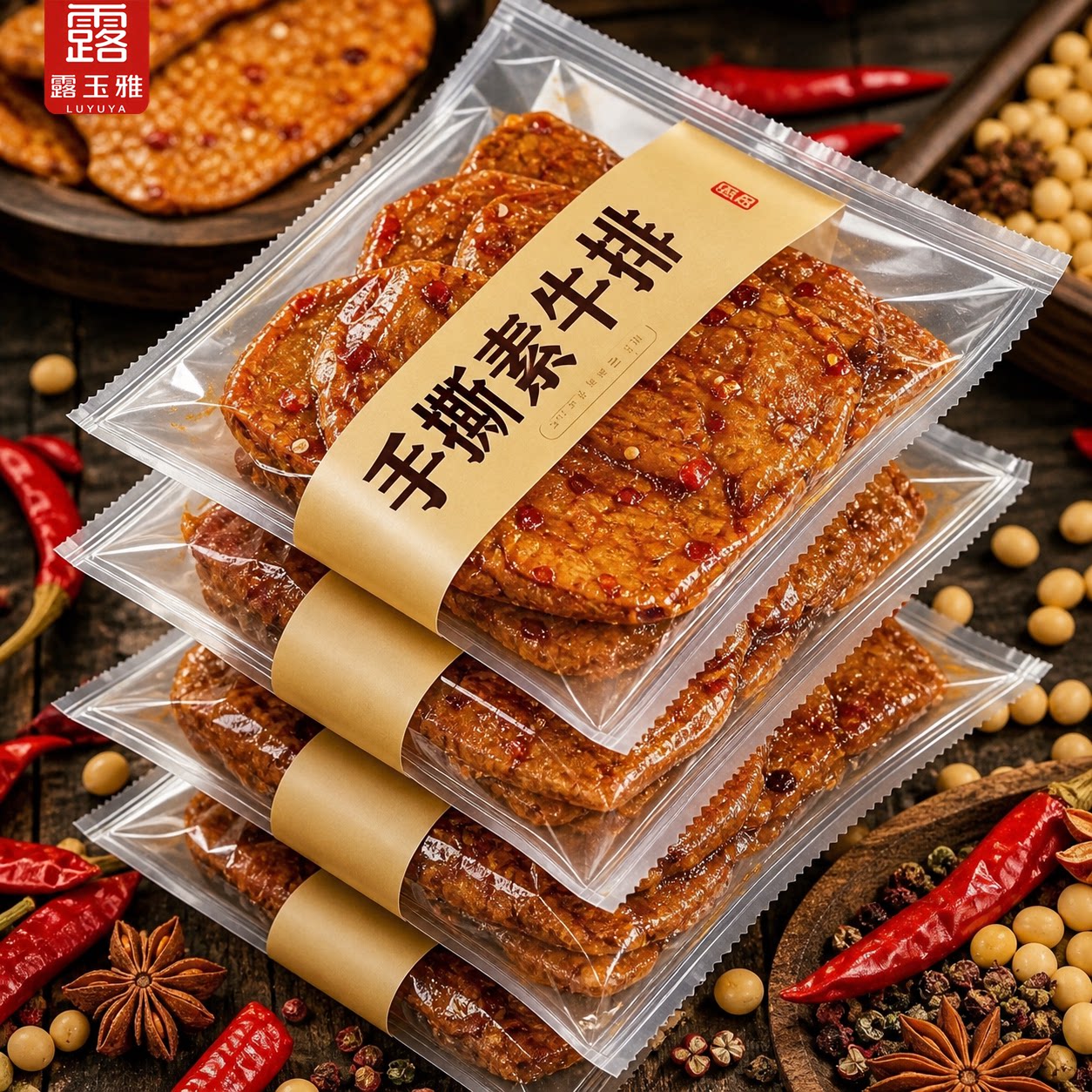香辣手撕素牛排官方旗舰店素肉豆干素牛肉辣条豆腐干制品解馋即食