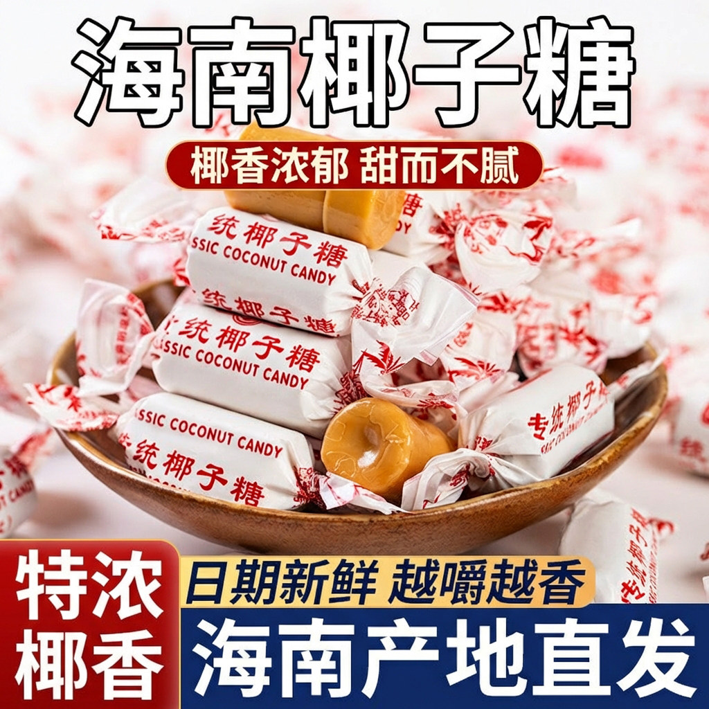 正宗海南椰子糖官方旗舰店特产老式特浓椰子糖喜散装发批零食结婚,零食/坚果/特产,传统糖果,淘宝优惠券,粉丝福利购,淘宝优惠卷