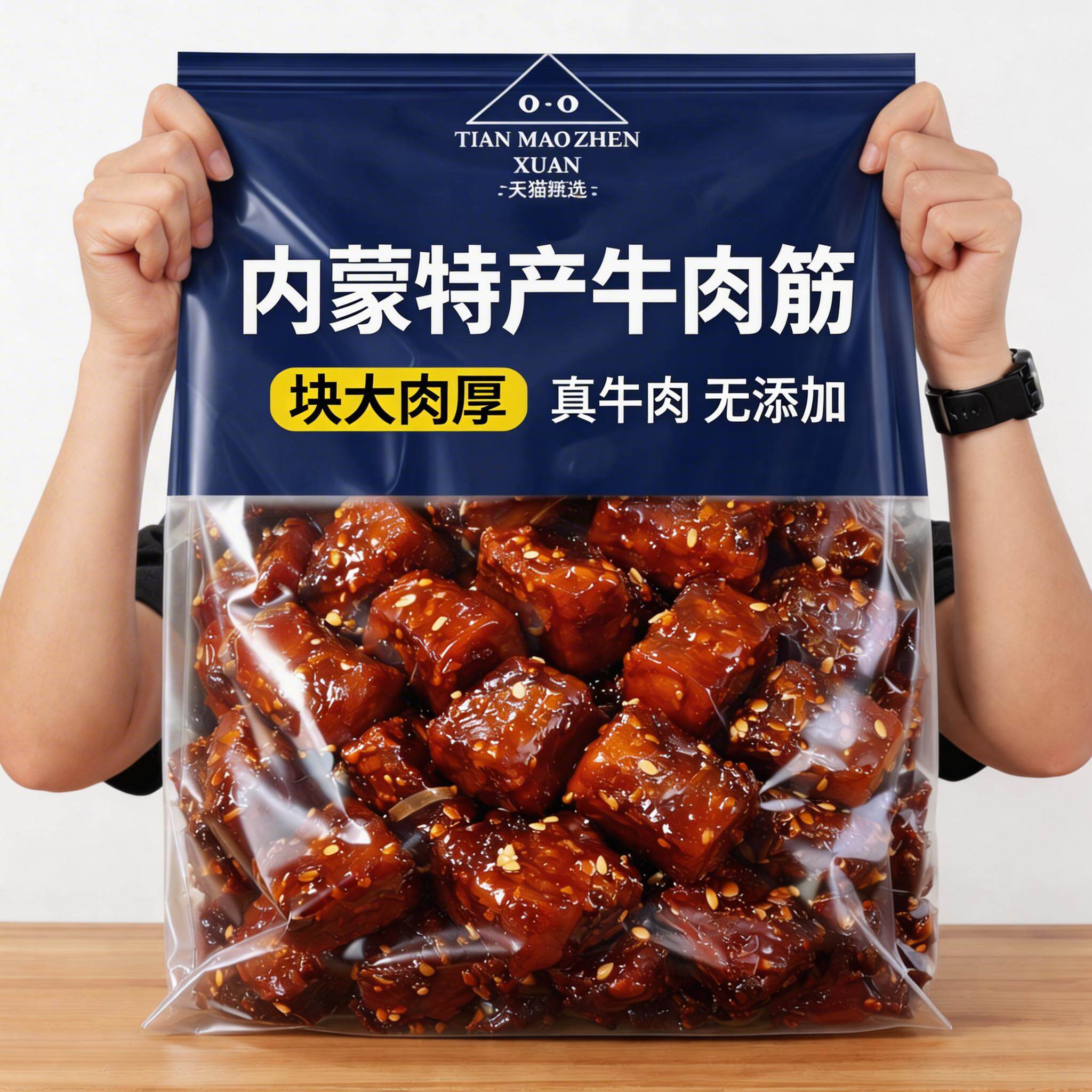 内蒙古特产牛肉筋官方旗舰店筋头巴脑风干边角料开袋即食孜然下酒