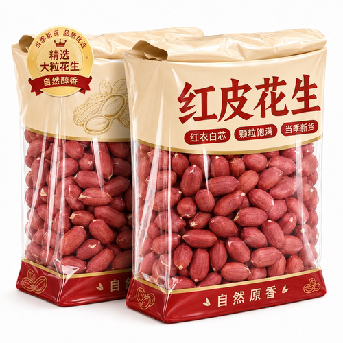 山东红皮花生26年农家新鲜去壳生熟四粒红花生米自种晒干炒货原味