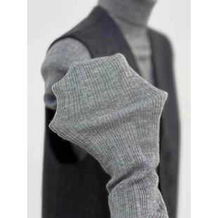 西装马甲内搭打底坑条毛衣女秋冬欧货灰色高领针织衫弹力修身上衣