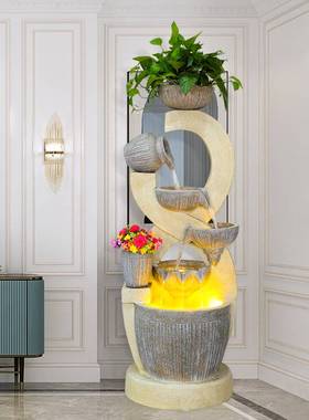 生财流水加湿循环风水球喷泉大型轻奢客厅装饰沙发旁落地摆件