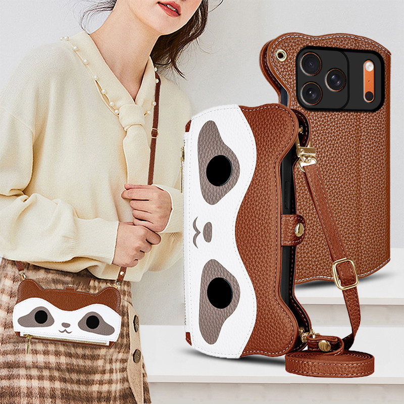 适用苹果17ProMax手机壳斜挎iPhone16Plus全包镜头ip15翻盖皮套14Max真皮防摔Air新款13背带挂绳12女11钱包式