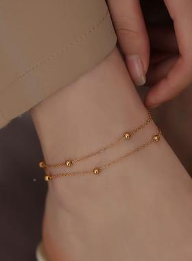 ins小众冷淡风双层珠珠脚链