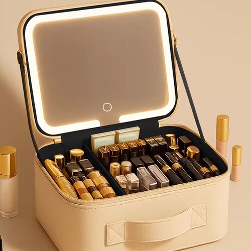 大容量化妆包带镜子时尚便捷实用