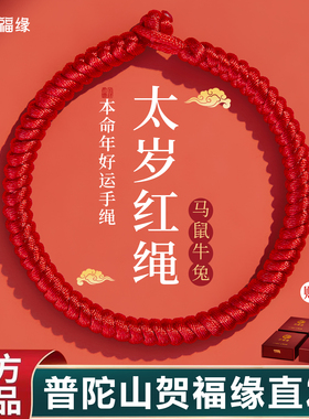 贺福缘2026马年本命年好运红绳手链太岁护身符粗款编织小手绳饰品