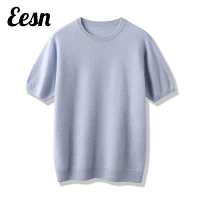 秋冬新款男士圆领山羊绒短袖上衣