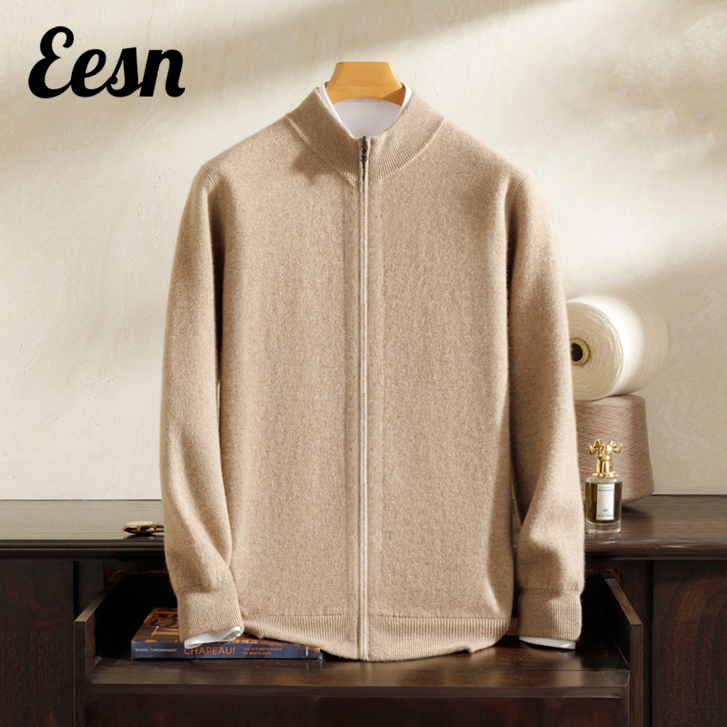 重磅空气层加厚立领纯羊绒开衫