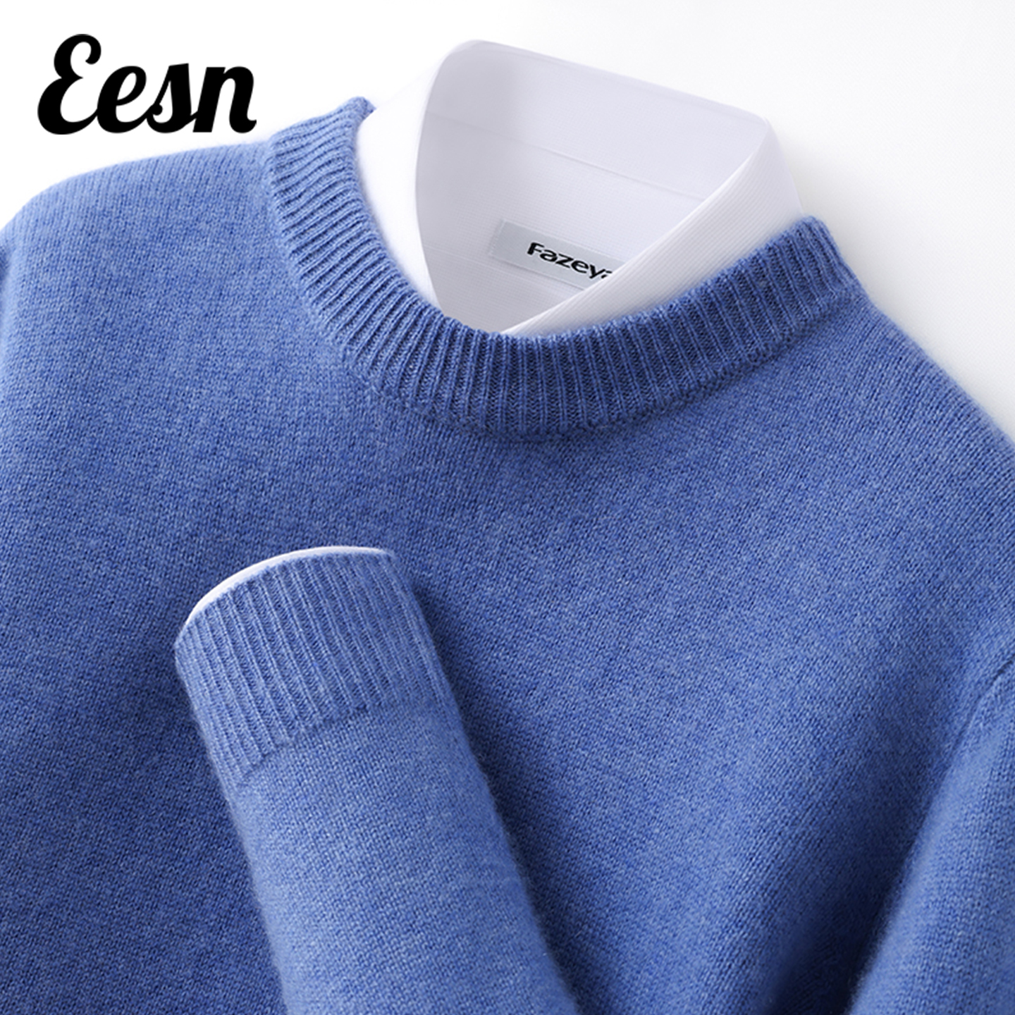 秋冬季圆领加厚青年男士山羊绒衫