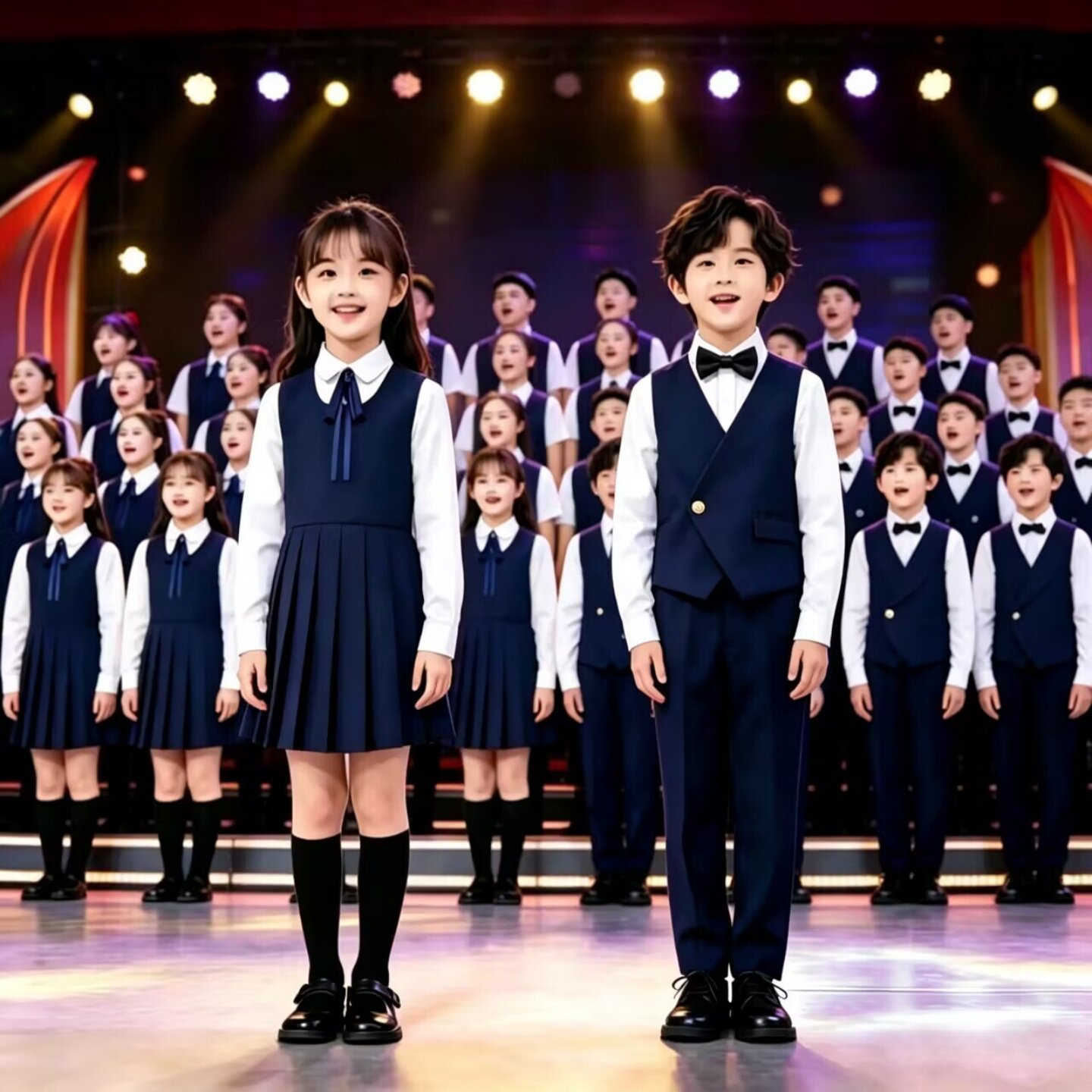 学院风儿童演出服小学生大合唱朗诵比赛男女童主持人礼服表演服装