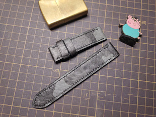 手工表带订制迷彩掌纹小牛皮黑灰色时尚男女适用手表配件针扣包邮