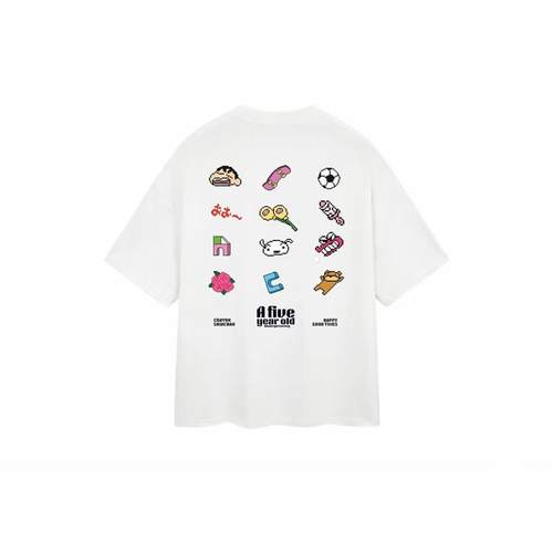 Crayon Shinchan蜡笔小新 卡通像素印花美式圆领短袖T恤 男女同款