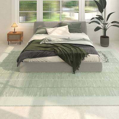 新款长条床边地毯绿色客厅地毯卧室加厚床前沙发茶几毯飘窗地垫