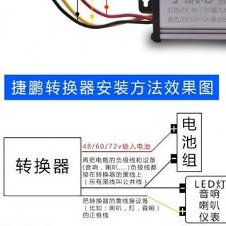 电动汽车转换器72V120V48V60V转12V25A30A直流DC300W三轮车变压器