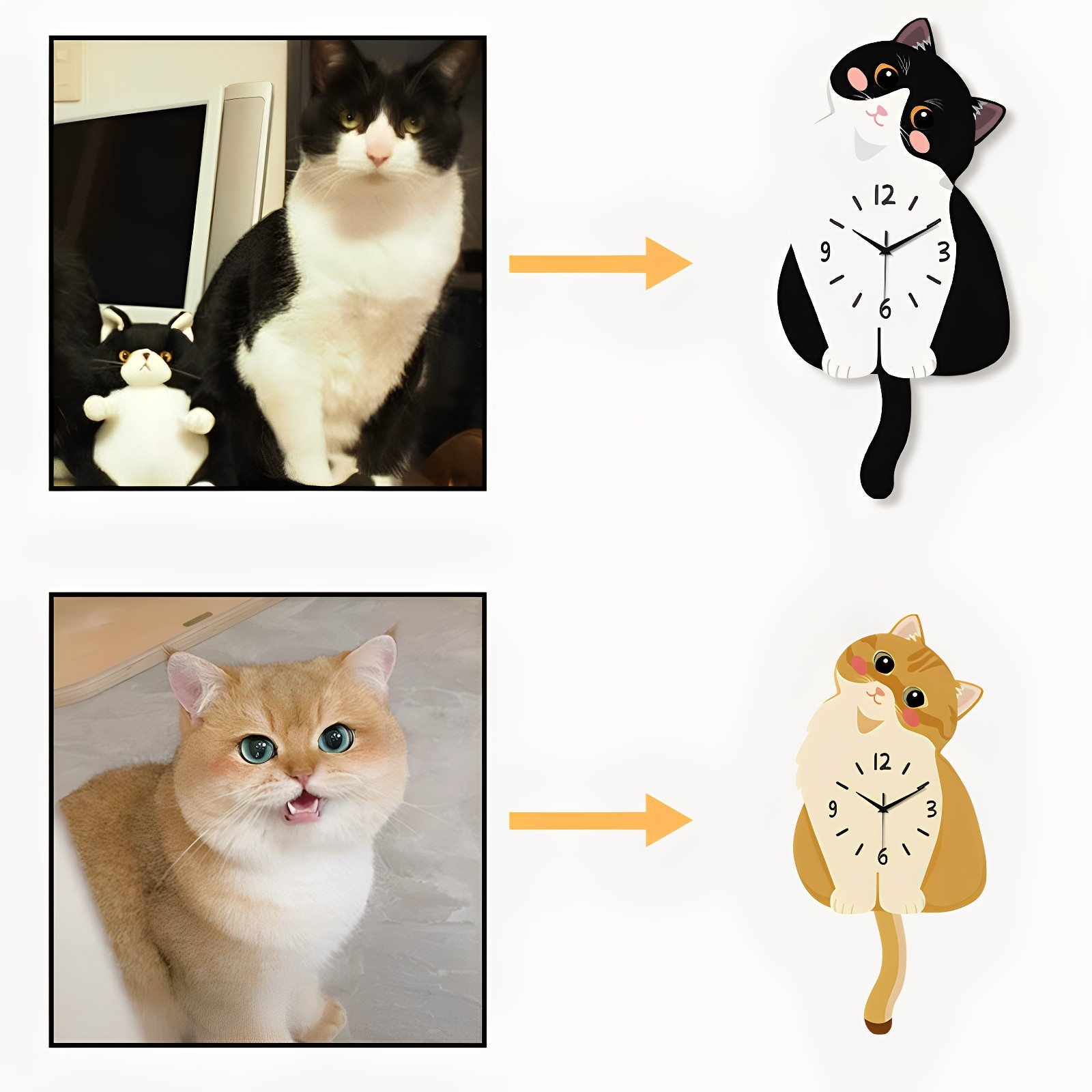 宠物猫咪挂钟来图订制定制时钟宠物玩具时钟设计狗狗定做挂表钟表