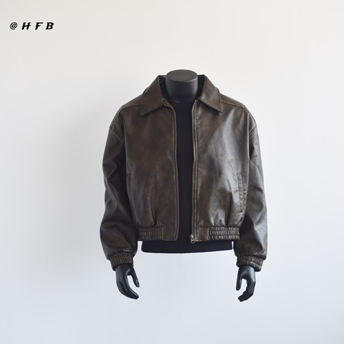 HFB皮衣夹克新款宽松休闲翻领
