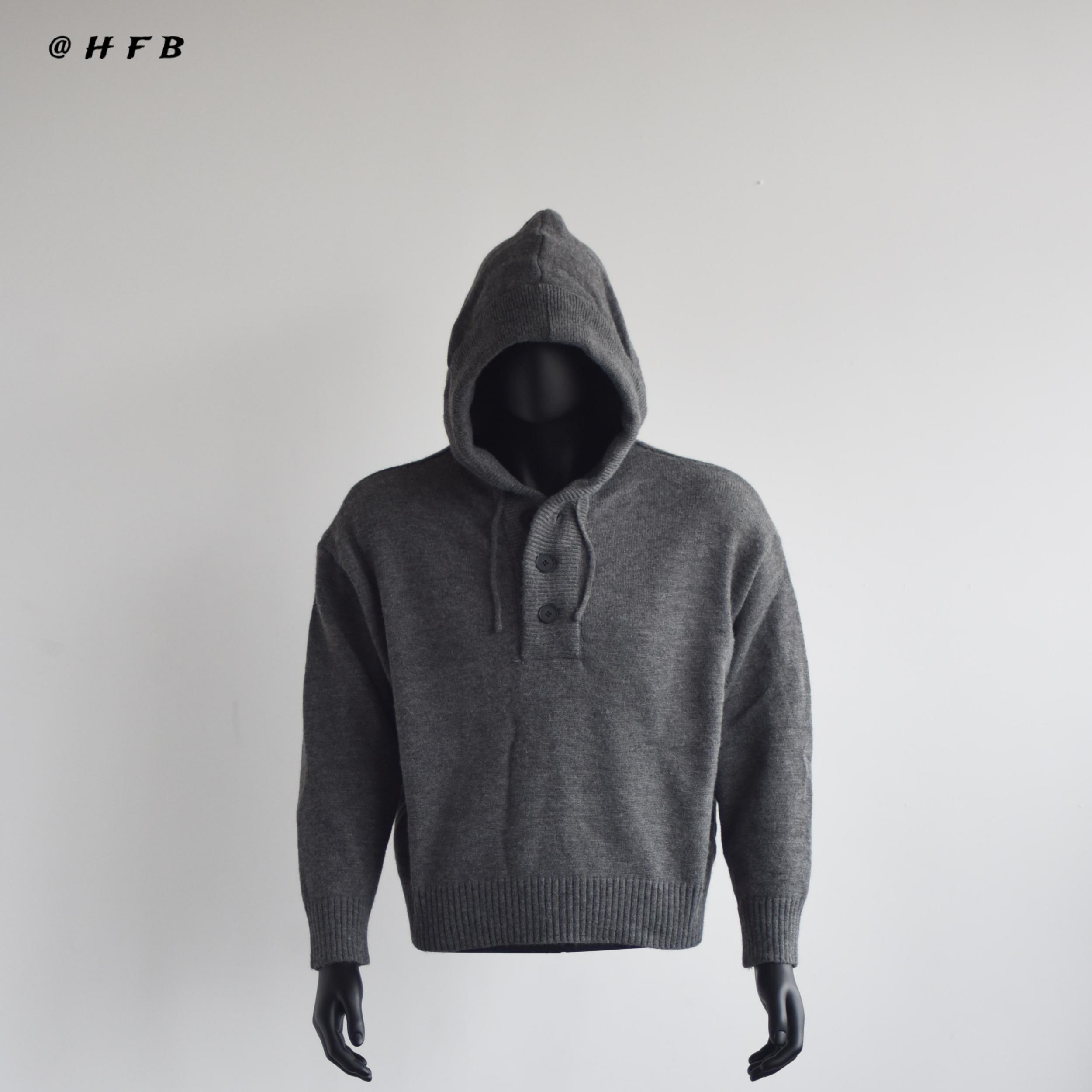 HFB短款连帽毛衣慵懒风针织长袖