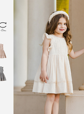 Ryleecru商场同款女童清新田园风小飞袖连衣裙RC童装儿童裙子