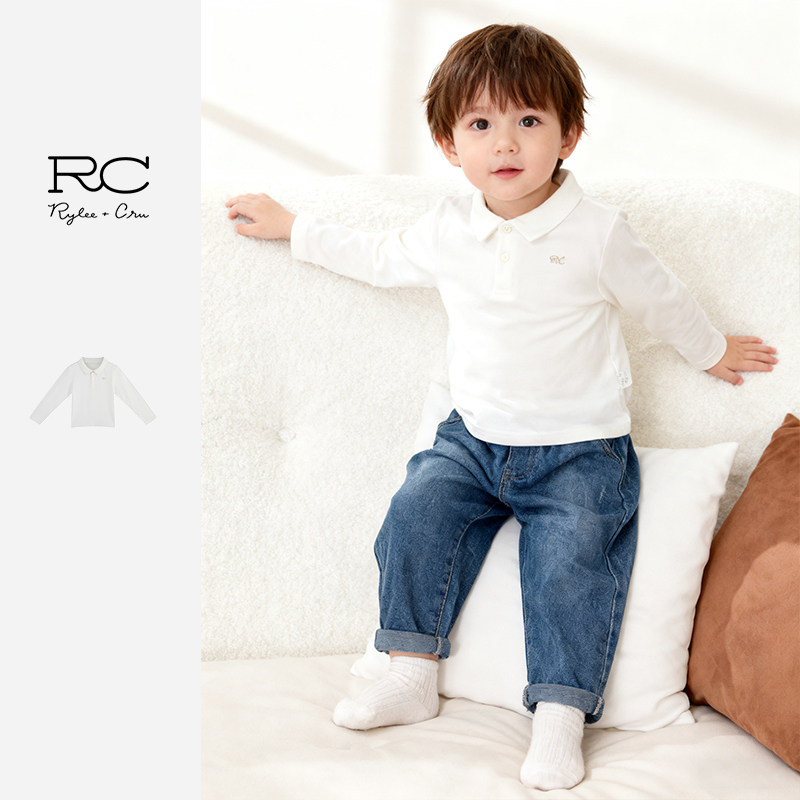 RyleeCru商场同款针织衬衫秋冬新款男宝男童长袖打底衫衬衣