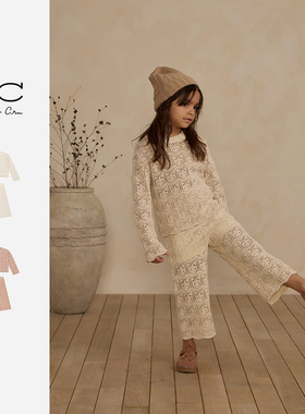 RyleeCru女童镂空设计套头时髦针织衫阔腿裤女孩小中大童春秋款