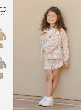 RyleeCru童装儿童外套短裤套装休闲运动RC男女童男女孩连帽卫衣