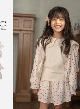 RyleeCru女童长袖防晒衣碎花衣甜美可爱RC小草莓春夏款儿童长裤