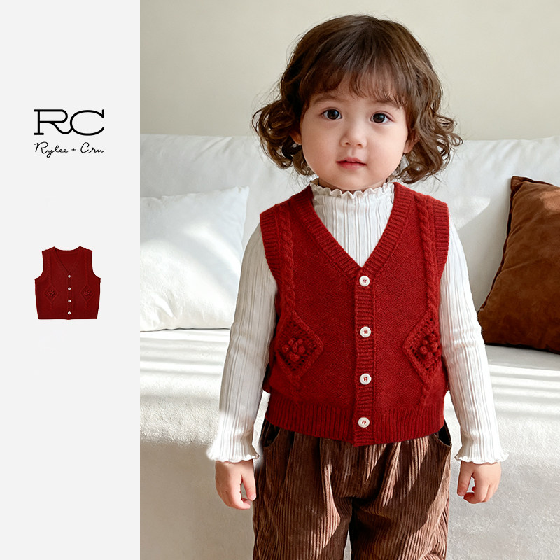 RyleeCru官方正品儿童马甲女童外套25秋3上新