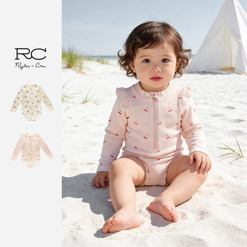 RyleeCru官方正品女宝小樱桃印花长袖泳衣连体泳装26新款线上专享