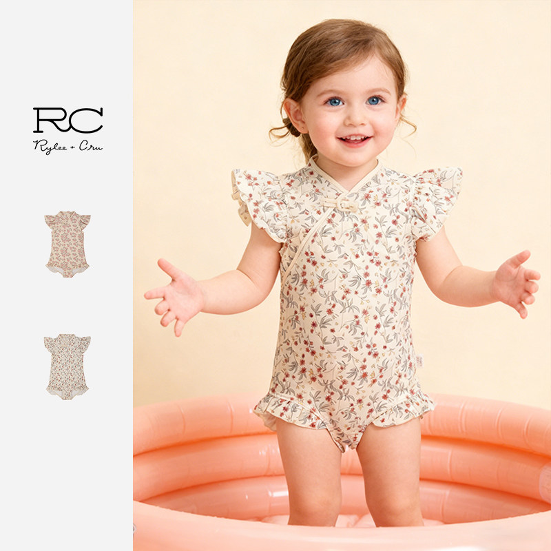 RyleeCru泳衣儿童RC连体吊带女童女孩连体泳装RC儿童泳装温泉泡汤