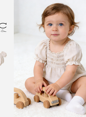 RyleeCru童装商场同款RC童装小童泡泡袖连体衣女童包臀衣纯棉春夏