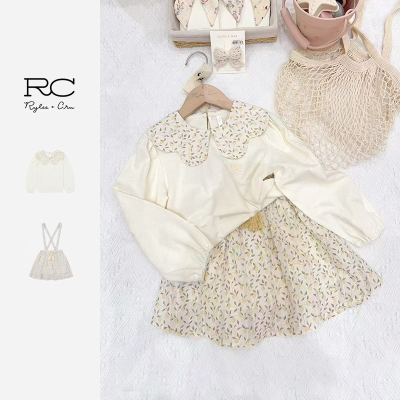 ryleecru女童长袖T恤碎花翻领