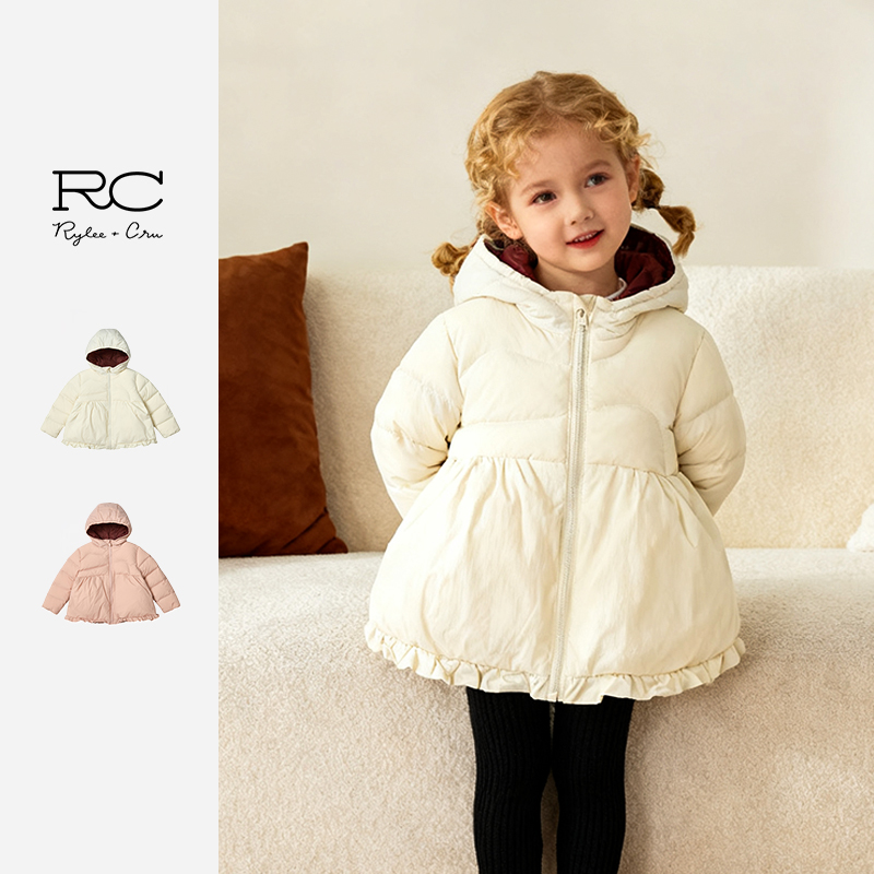 RyleeCru官方正品儿童羽绒服女童加厚中长款外套冬季25冬1上新