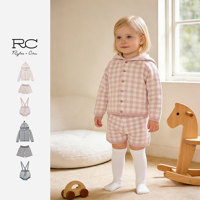 RyleeCru商场同款儿童男女童宝宝精灵帽连帽开衫针织外套25秋新品