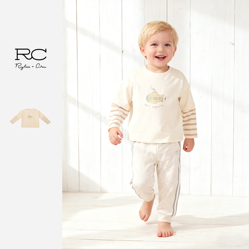 RyleeCru男童长袖T恤春夏款RC假两件T恤圆领休闲时尚儿童宝宝,童装/婴儿装/亲子装,T恤,淘宝优惠券,粉丝福利购,淘宝优惠卷