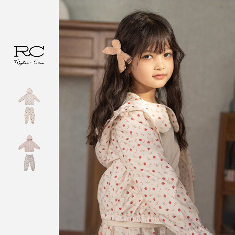 RC童装长袖防晒衣碎花衣甜美可爱小草莓春夏款薄外套户外风外套
