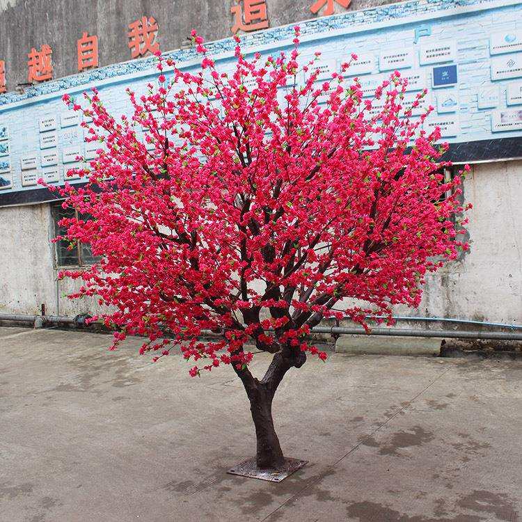 仿真桃花树桃树枝大型仿真桃花树装饰仿真盆栽红桃花树