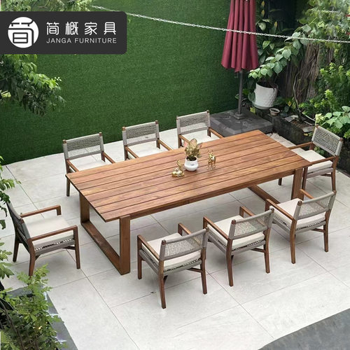 柚木实木户外庭院餐桌椅