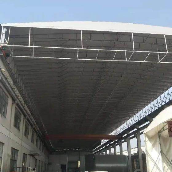 设计安装工厂过道轨道式电动推拉棚遮阳移动仓储折叠伸缩推拉雨篷