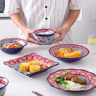 土耳其陶瓷吃饭碗创意沙拉碗面碗汤碗好看的成套餐具套装碗盘家用