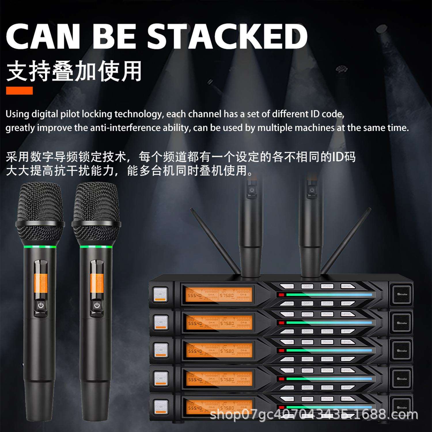 GAW-DR600一拖二无线麦克风数字显示调频户外家用ktv话筒麦