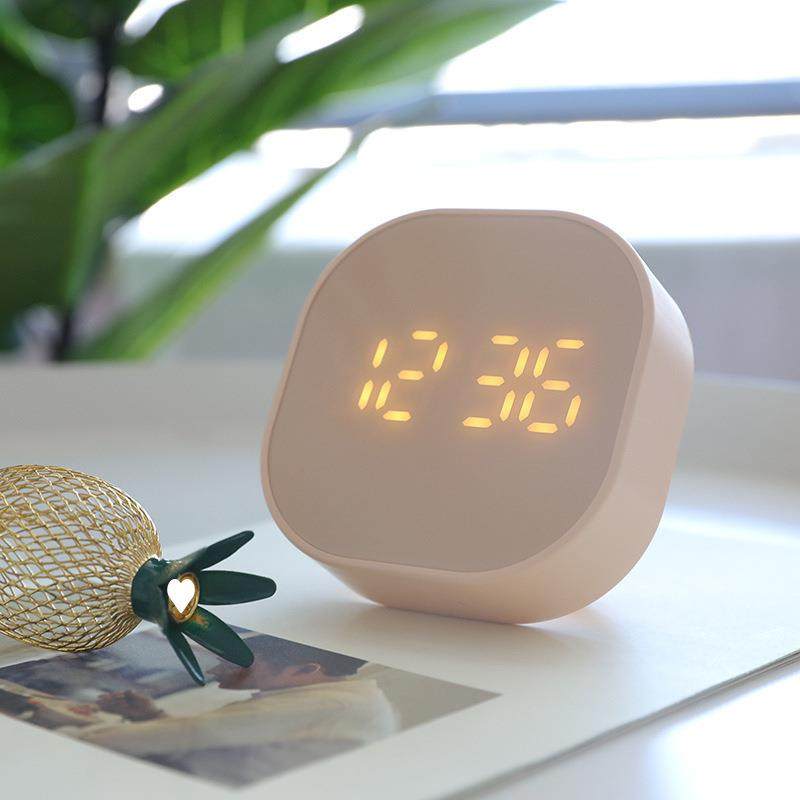 欧式创意定时智能小闹钟方块迷你卡通简约数字时钟床头夜光电子钟