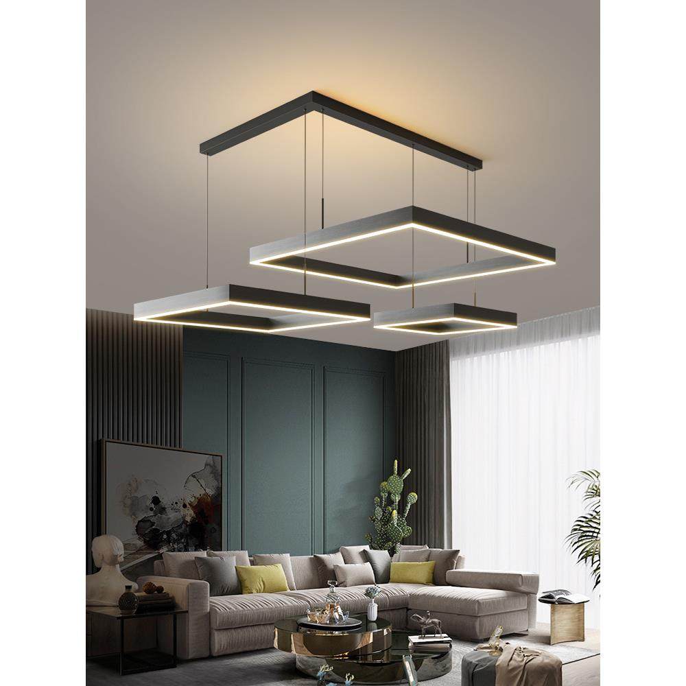 客厅吊灯现代简约大气家用2021新款方型网红铝材方型餐厅大厅吊灯