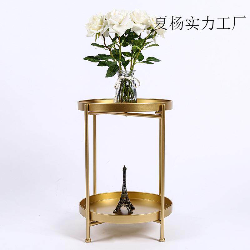 美式托盘圆盘蜡烛台底座家用北欧家居铁艺小茶几边几黑色金色白色