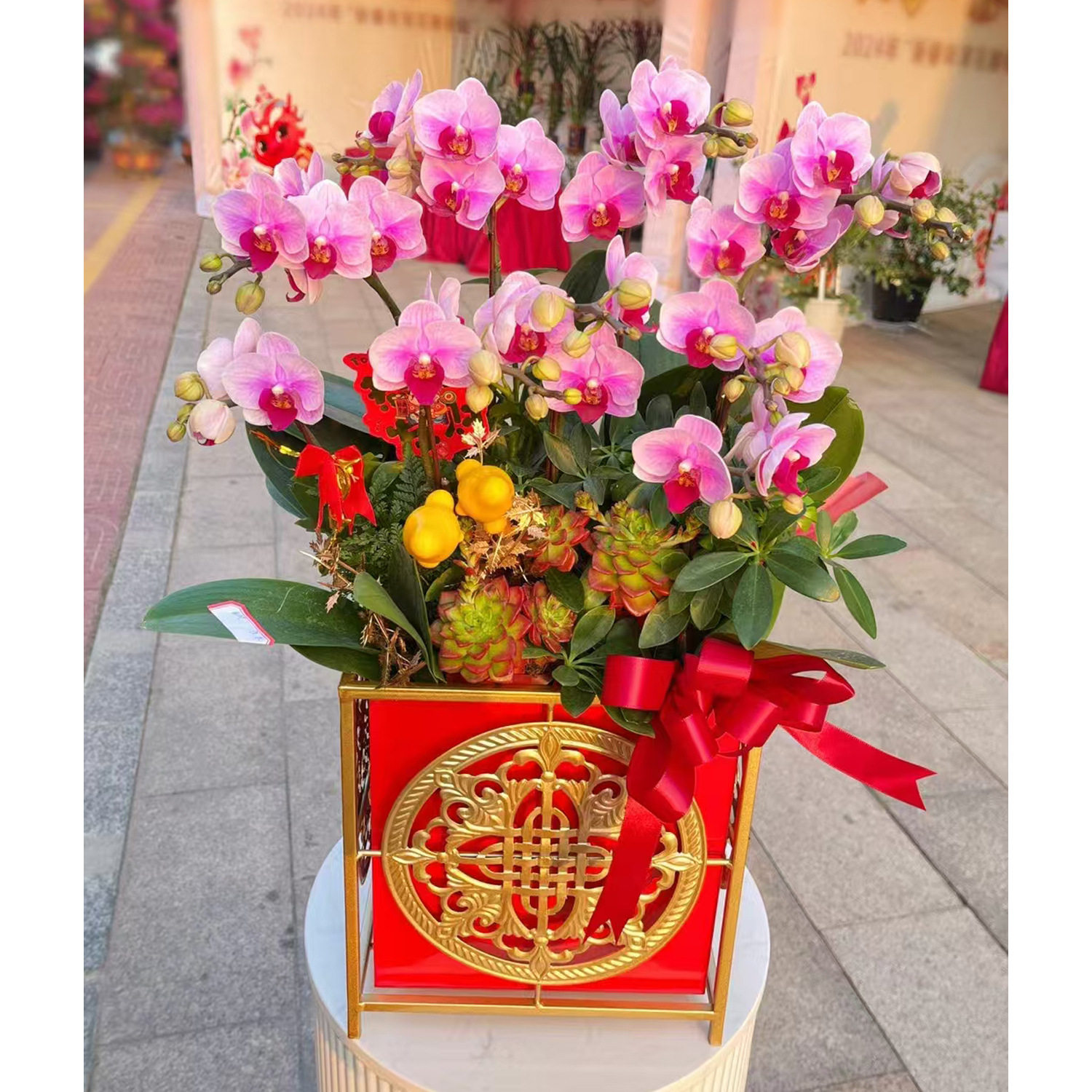 中式轻奢铁艺蝴蝶兰年宵花盆