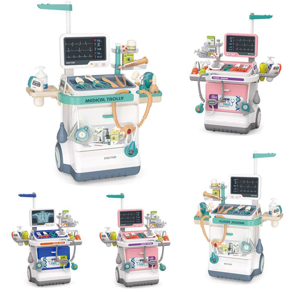 外贸儿童过家家仿真电动灯光心电图医生清洁工具超市购推车玩具