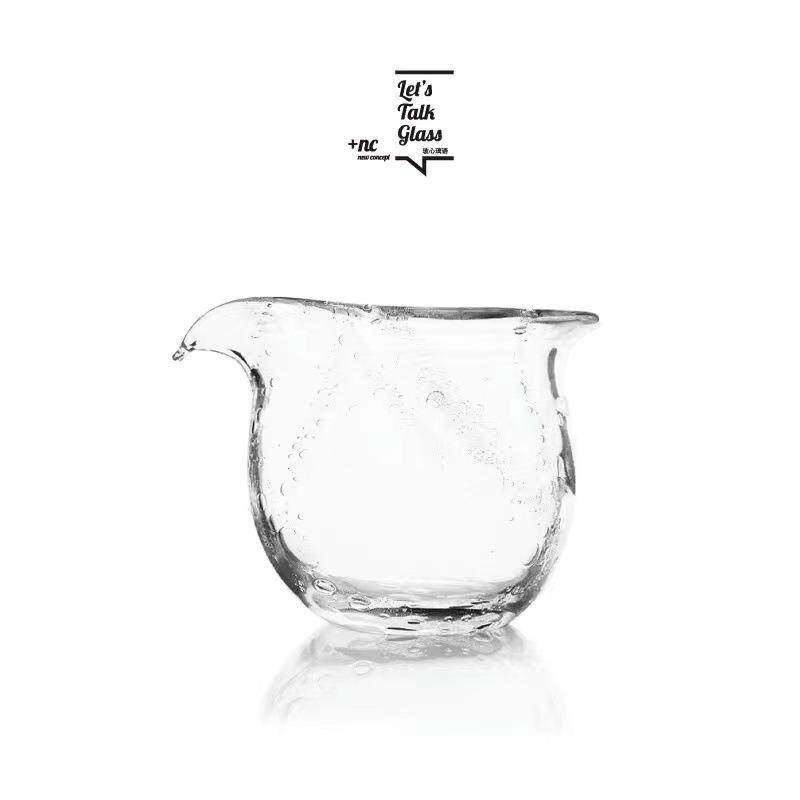玻心璃语|非白束口公道杯玻璃琉璃硝茶具手工匠人分茶器茶室专用