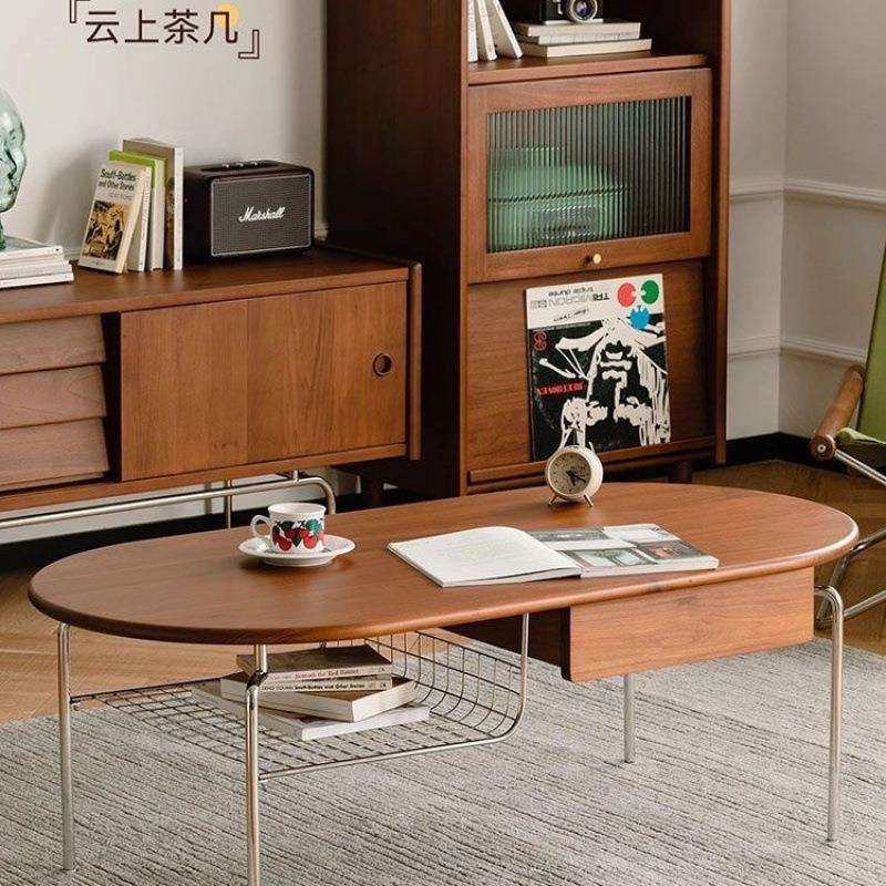 北欧中古椭圆形复古不锈钢家用客厅小户型简约茶桌储物,电子元器件市场,其它元器件,淘宝优惠券,粉丝福利购,淘宝优惠卷