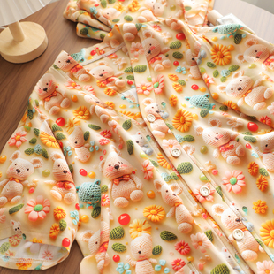 新款棉绸上衣裤子居家服套装睡衣卡通可爱柔软春夏甜美夏天女